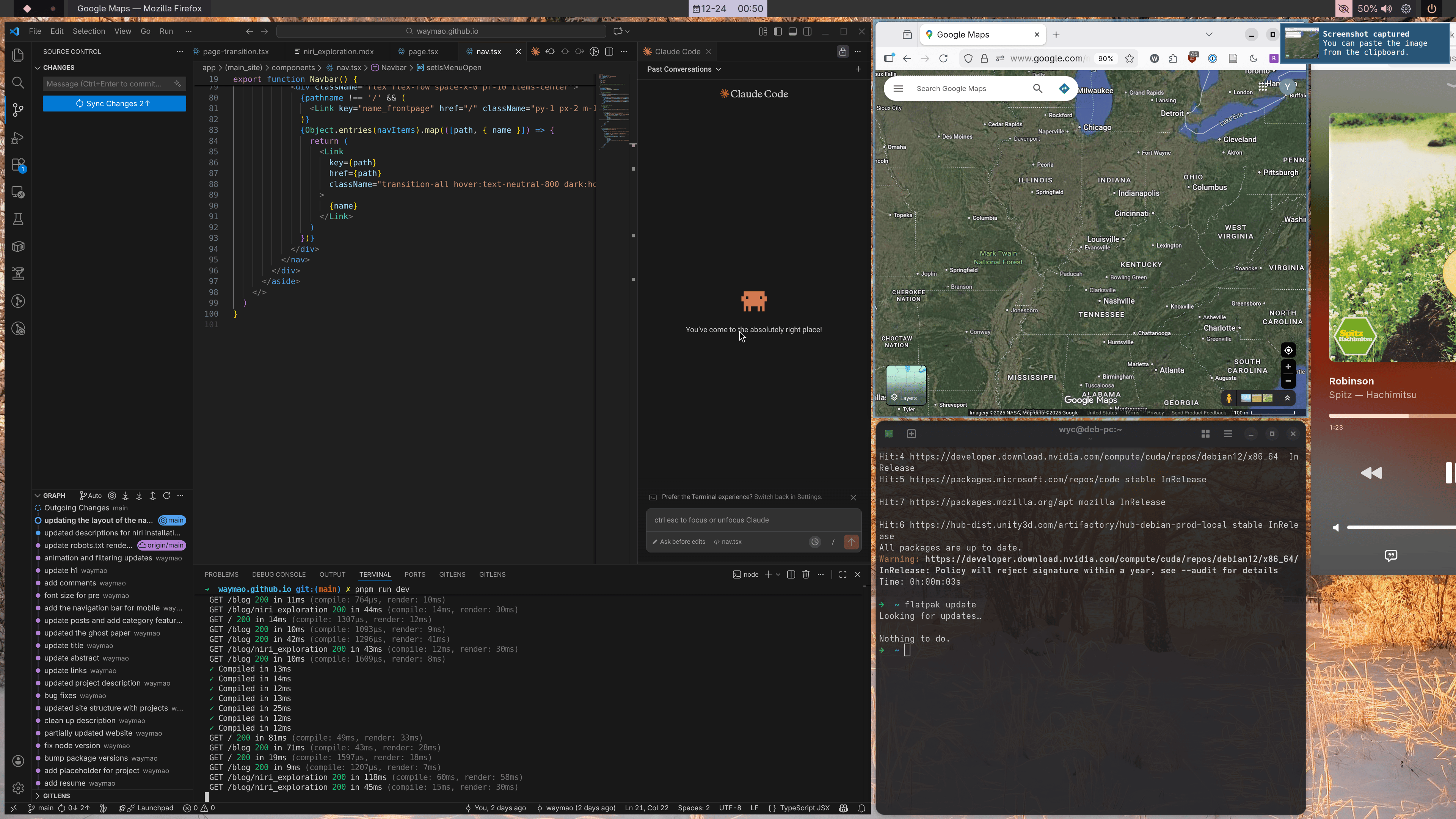 Niri desktop setup with dual monitors